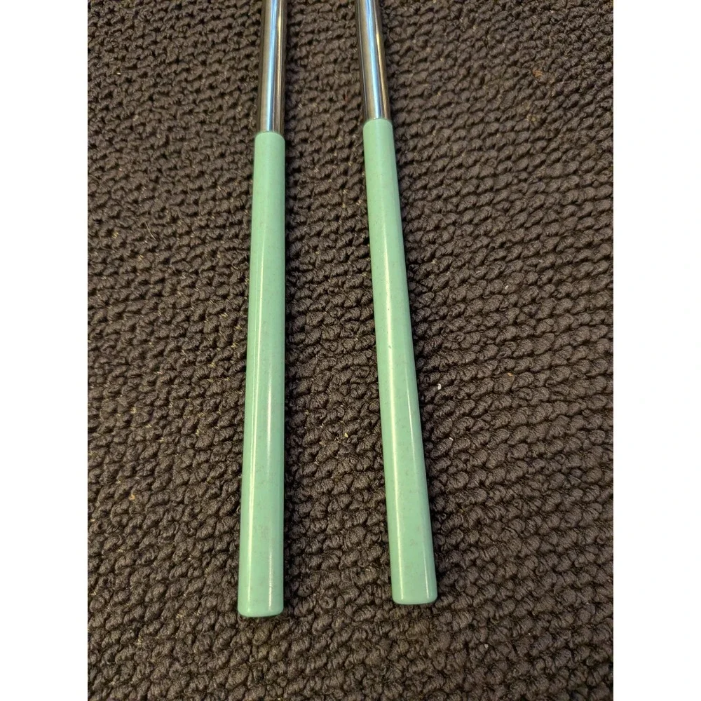 Stainless Steel Reusable Chopsticks Set Mint Green Pink 2 Pairs